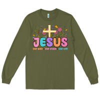 Army Green jesus the way the truth the life Long Sleeve Tee - MaliasSmallBusiness