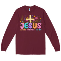 Burgundy jesus the way the truth the life Long Sleeve Tee - MaliasSmallBusiness
