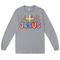 Heather Grey jesus the way the truth the life Long Sleeve Tee - MaliasSmallBusiness
