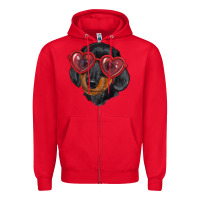 Red dachshund with love glasses Zipper Hoodie - RanaPortraitStore