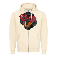 Dachshund With Love Glasses Zipper Hoodie | Teevron