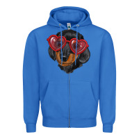 True Royal dachshund with love glasses Zipper Hoodie - RanaPortraitStore