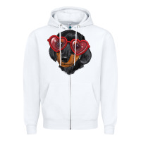 White dachshund with love glasses Zipper Hoodie - RanaPortraitStore