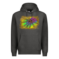 Charcoal Heather colorful glitter leopard background Premium Hoodie - RanaPortraitStore