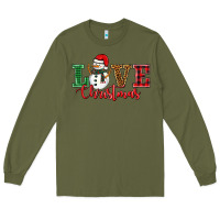 Army Green love christmas snowman Long Sleeve Tee - BarkalooDesign