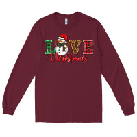 Burgundy love christmas snowman Long Sleeve Tee - BarkalooDesign