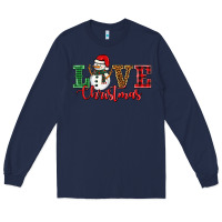 Navy love christmas snowman Long Sleeve Tee - BarkalooDesign