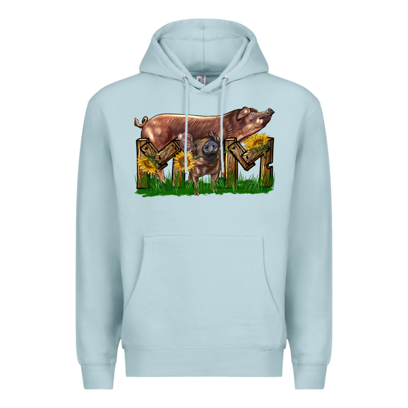 Western Mom With Duroc Pig And Baby Pig Premium Hoodie by LillyAllenDesigns | Teevron