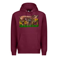 Burgundy Western Mom With Duroc Pig And Baby Pig Premium Hoodie - LillyAllenDesigns