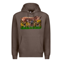 Coffee Western Mom With Duroc Pig And Baby Pig Premium Hoodie - LillyAllenDesigns