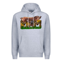 Heather Grey Western Mom With Duroc Pig And Baby Pig Premium Hoodie - LillyAllenDesigns
