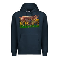 Navy Western Mom With Duroc Pig And Baby Pig Premium Hoodie - LillyAllenDesigns