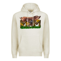 Oatmeal Heather Western Mom With Duroc Pig And Baby Pig Premium Hoodie - LillyAllenDesigns
