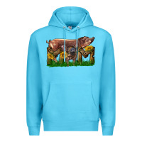 Ocean Blue Western Mom With Duroc Pig And Baby Pig Premium Hoodie - LillyAllenDesigns
