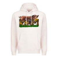 Pale Pink Western Mom With Duroc Pig And Baby Pig Premium Hoodie - LillyAllenDesigns