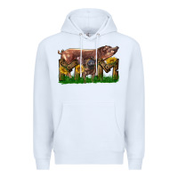 White Western Mom With Duroc Pig And Baby Pig Premium Hoodie - LillyAllenDesigns