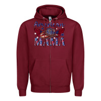 Burgundy American mama with cowboy Zipper Hoodie - texasbilliewilder