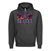 Charcoal Heather American mama with cowboy Zipper Hoodie - texasbilliewilder