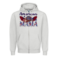 Dove Grey American mama with cowboy Zipper Hoodie - texasbilliewilder