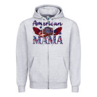 Heather Grey American mama with cowboy Zipper Hoodie - texasbilliewilder
