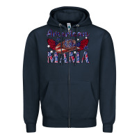 Navy American mama with cowboy Zipper Hoodie - texasbilliewilder