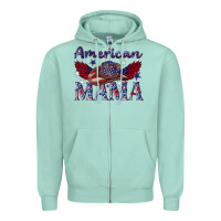 Seafoam American mama with cowboy Zipper Hoodie - texasbilliewilder