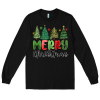 Black merry christmas trees Long Sleeve Tee - MaliasSmallBusiness