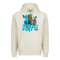 Oatmeal Heather hope tealribbonovarian cancer nails Premium Hoodie - NancyCooperArtShop