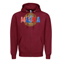 Burgundy American mama with lightning bolt Zipper Hoodie - texasbilliewilder