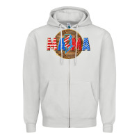 Dove Grey American mama with lightning bolt Zipper Hoodie - texasbilliewilder