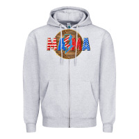 Heather Grey American mama with lightning bolt Zipper Hoodie - texasbilliewilder