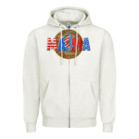 Oatmeal Heather American mama with lightning bolt Zipper Hoodie - texasbilliewilder