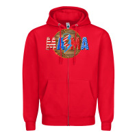 Red American mama with lightning bolt Zipper Hoodie - texasbilliewilder