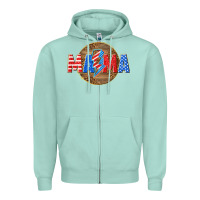 Seafoam American mama with lightning bolt Zipper Hoodie - texasbilliewilder