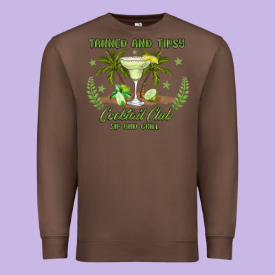 Tanned And Tipsy Cocktail Club Sip And Chill Premium Sweatshirt Designed By Jahusdesignshop