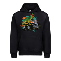 Black monster truck and t rex dinosaur Urban Hoodie - MaliasSmallBusiness