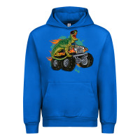 Cobalt monster truck and t rex dinosaur Urban Hoodie - MaliasSmallBusiness