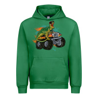 Emerald monster truck and t rex dinosaur Urban Hoodie - MaliasSmallBusiness