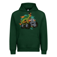 Forest Green monster truck and t rex dinosaur Urban Hoodie - MaliasSmallBusiness