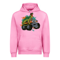 Fuchsia Pink monster truck and t rex dinosaur Urban Hoodie - MaliasSmallBusiness