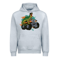 Heather Grey monster truck and t rex dinosaur Urban Hoodie - MaliasSmallBusiness