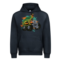 Navy monster truck and t rex dinosaur Urban Hoodie - MaliasSmallBusiness