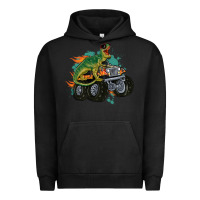 Pigment Black monster truck and t rex dinosaur Urban Hoodie - MaliasSmallBusiness