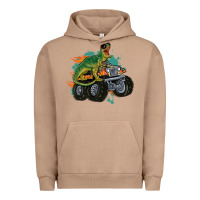 Pigment Burro monster truck and t rex dinosaur Urban Hoodie - MaliasSmallBusiness