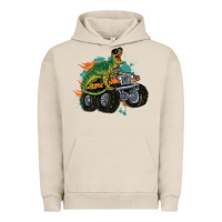 Pigment French Oak monster truck and t rex dinosaur Urban Hoodie - MaliasSmallBusiness