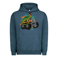 Pigment Midnight Navy monster truck and t rex dinosaur Urban Hoodie - MaliasSmallBusiness