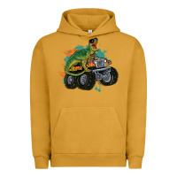 Pigment Peanut Butter monster truck and t rex dinosaur Urban Hoodie - MaliasSmallBusiness