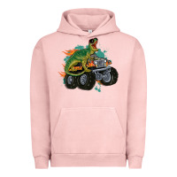 Pigment Salmon monster truck and t rex dinosaur Urban Hoodie - MaliasSmallBusiness