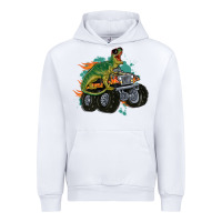 White monster truck and t rex dinosaur Urban Hoodie - MaliasSmallBusiness