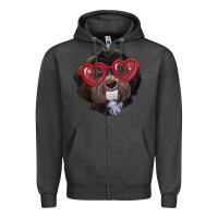 Charcoal Heather havanese dog with love glasses Zipper Hoodie - RanaPortraitStore